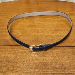 Claiborne Navy Belt with Gold-Tone Buckle